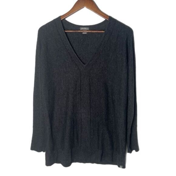 Eddie Bauer Charcoal Gray V-Neck Pullover Sweater - Picture 1 of 5